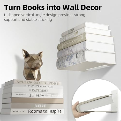 Invisible Floating Bookshelves Wall Mounted White - view 6