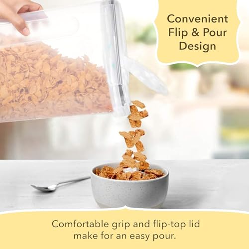 Airtight Cereal Containers with Lids – 3 Piece Tall Kitchen Pantry Organization Set, BPA-Free Clear Plastic, Pour Spout Lids for Breakfast Cereal, Rice, Flour, Sugar, Snacks - view 6