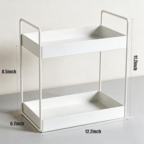 2 Tier Bathroom Counter Organizer, Vanity Storage Shelf, White - view 2