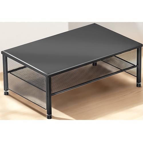 2-Tier Computer Monitor Stand Riser, Printer & Laptop Stand, Office Desk Accessories, Workspace Desk Organizer for Home Office Supplies, Black