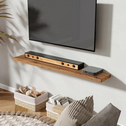 55" Wall Mounted Floating Shelves, Natural Elm Wood, 1 Pack - view 6