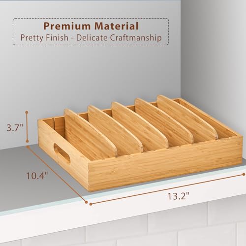 Large Bamboo Food Container Lid Organizer for Kitchen Cabinet - view 2
