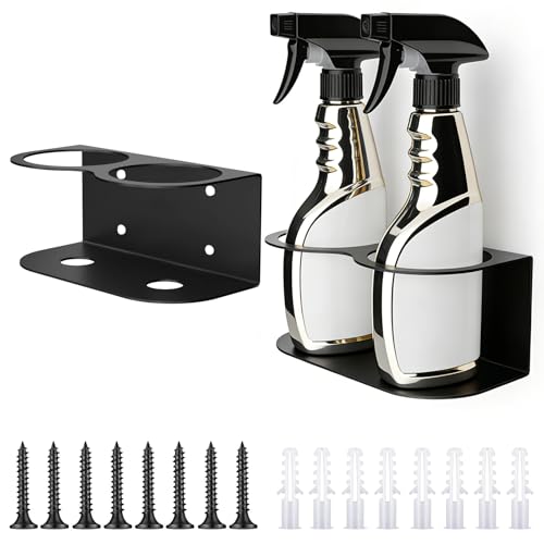 2 Pack Spray Bottle Holder Wall Mount, Steel Easy Install with Hardware