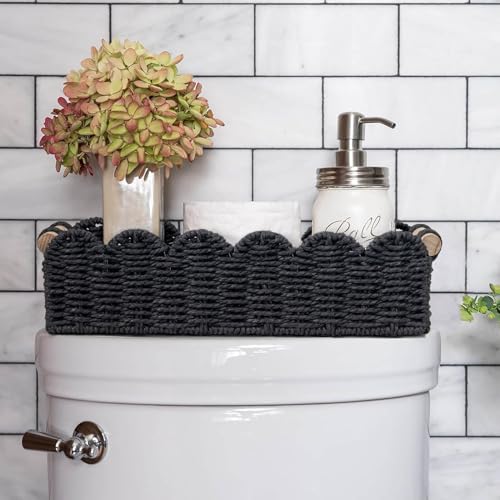 Scalloped Toilet Paper Storage Basket W/Handle for Home Decor - view 2