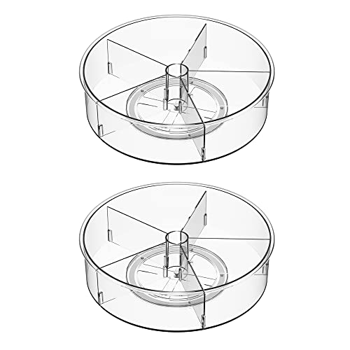 Round Lazy Susan Rotating Turntable Storage Container Rotating Organizer Spinning Organizer Bins for Kitchen Cabinet, Pantry, Refrigerator, Countertop,Set of 2