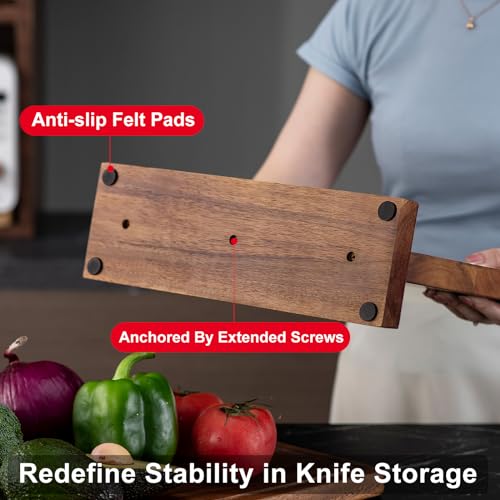 Magnetic Knife Holder - Double Sided Magnetic Knife Block Without Knives - Wooden Universal Knife Stand Strong Enhanced Magnets -Knife Display Rack for Kitchen Counter Multifunctional Storage - view 5
