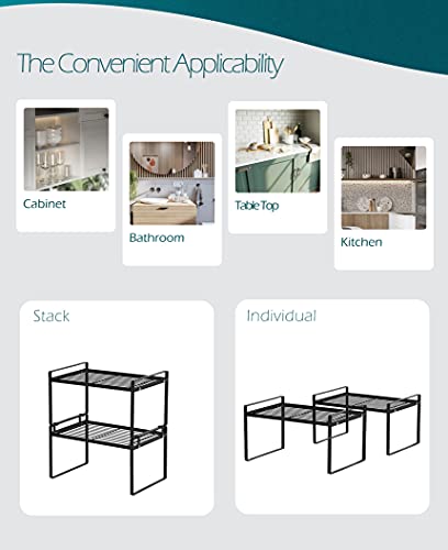 Cabinet Shelf Organizer, Pantry Shelf Rack, Black 13x8.3x7.3 - view 4