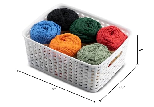 Set of 6 Plastic Storage Baskets - Small Pantry Organizer Basket Bins - Household Organizers with Cutout Handles for Kitchen Organization, Countertops, Cabinets, Bedrooms, and Bathrooms - view 7