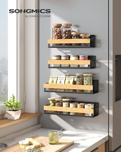 4-Pack Strong Magnetic Real Bamboo Spice Racks for Fridge - view 2