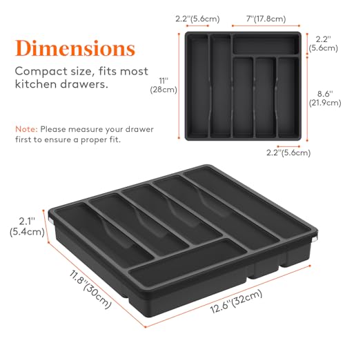 Silverware Organizer with Lid, Covered Utensil Tray, 12.6x11.8 - view 4