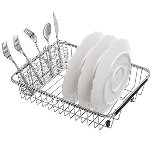 Stainless Steel Cutlery Utensil Holder Silverware Organizer with Hooks removable Drying Rack Silverware Holder Utensil Cutlery Basket Kitchen Dish Drainer Dish Drying Rack - view 5