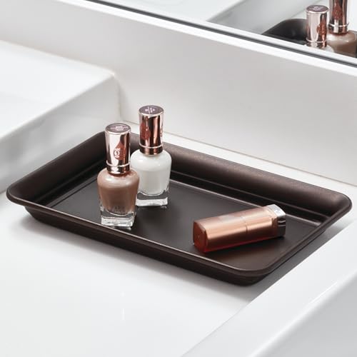 Decorative Countertop Vanity Tray Organizer for Bathroom, Bedroom, Closet, Entryway, Set of 2, 9.7" x 6.3" x 1", Bronze - view 4