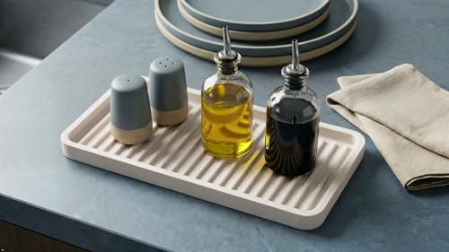 Silicone Kitchen Sink Organizer Tray, Sponge Holder and Countertop Protector | Bathroom and Kitchen Soap Dish and Dispenser Tray (White, 10"x5.25") - view 7
