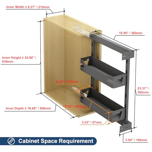 Narrow Pull Out Cabinet Organizer, For 10" Base Cabinets - view 4