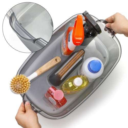 2 Pack Cleaning Supplies Caddy, Plastic Large Cleaning Supply Storage Bucket with Handle, Portable Shower Tote Caddy Household Tools Organizer Baskets for Bathroom, Kitchen Under Sink - view 5