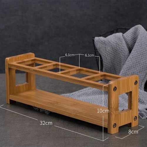 4 Hole Wooden Oil Bottle Rack, Slim Structure, Kitchen Organizer Storage System, for Spice Bottles, Jars, Seasonings, Baking Supplies (Square Slots) - view 5