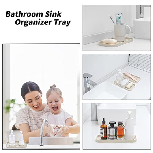 Silicone Kitchen Sink Organizer Tray for Multiple Usage,Eco-Friendly Sponges Holder for Kitchen Bathroom Counter or Sink,Dish Soap Dispenser,Scrubber,Bottle,Cup (Tapioca, 10"×5.3") - view 3