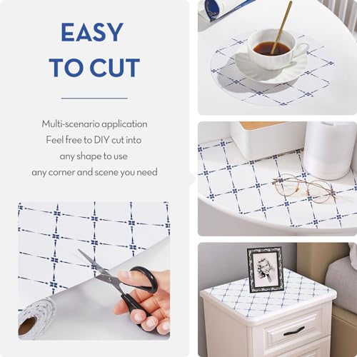 Drawer Shelf and Cabinet Liner, Thick Strong Grip,Shelf Liners Non-Adhesive Liners Protect Kitchen Cabinets and Cupboard, Bathroom Drawers,Under Sink Mat, 12" x10', Blue Stripe - view 5