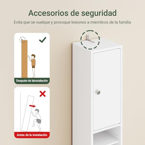 Tall Bathroom Storage Cabinet, 7.8 x 7.8 x 70.8 in, White - view 3