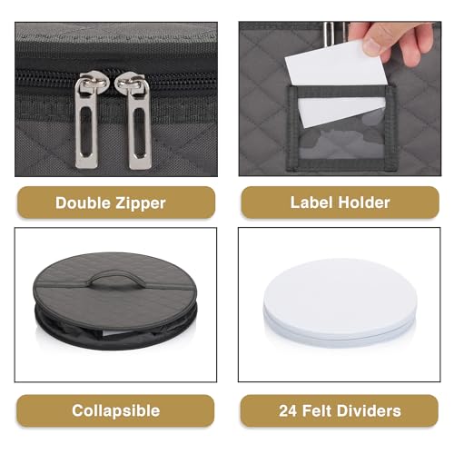 2 Pack 15" China Storage Containers for Charger Plates, 24 Felt Protectors - view 3