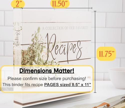 Recipe Binder with Plastic Sleeves | Recipe Book to Write in Your Own 8.5x11 3 Ring Blank Cookbook Binder Organizer | Bridal Shower Gift | Family Heirloom | Family Owned Brand - view 2