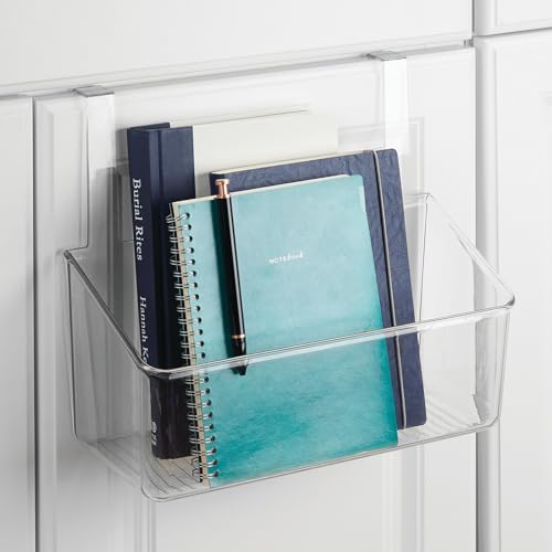 Plastic Over Cabinet Door Storage Organizer Bin for Kitchen, Pantry, Bathroom, Laundry, Utility Room - Hang Outside or Inside Door - Holds Lunch Bags, Shampoo, Cleaning Supplies, Large - Clear - view 7