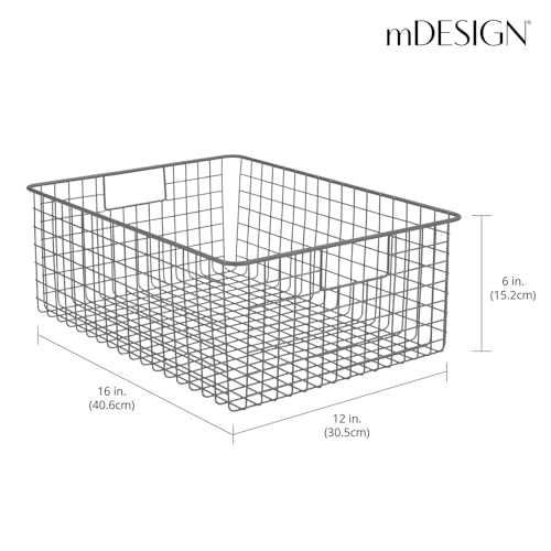 Metal Wire Food Storage Basket Organizer with Handles for Organizing Kitchen Cabinets, Pantry Shelf, Bathroom, Laundry Room, Closets, Garage - Concerto Collection - 2 Pack - Graphite Gray - view 3
