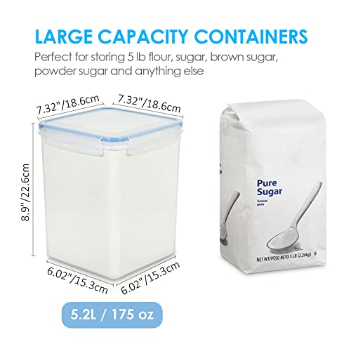 5.2L Flour Sugar Storage Containers, 4 PCS, Blue - view 2