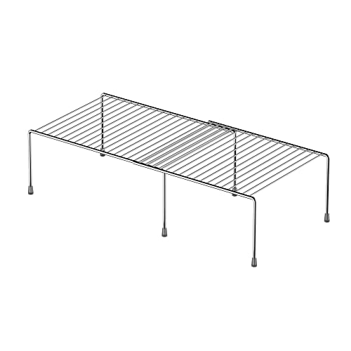 Expandable Kitchen Cupboard Organiser, 2-Piece Adjustable Freezer Cabinet Storage Wire Shelf Rack Rustproof Metal Shelves Space Saver for Countertop Pantry Drawer Utensils - view 7