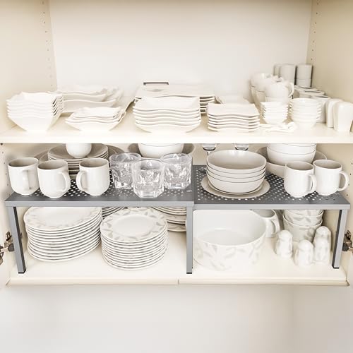 Cabinet Counter Shelf Organizer w/Steel Surface, Silver - view 2