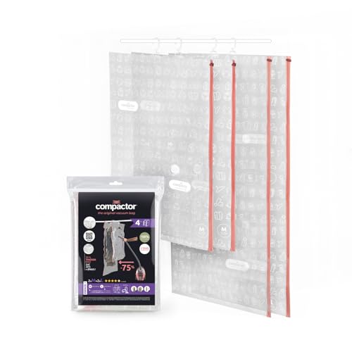 Aspispace Set of 4 Vacuum Compression Bags - Medium/Large Sizes, Transparent, Space-Saving Storage Solution