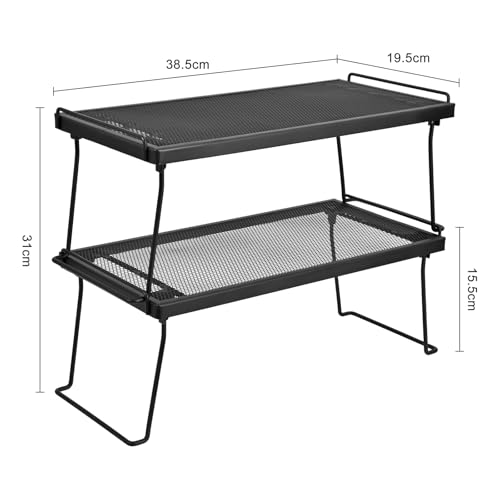 Stackable Cabinet Shelf Organizer, Set of 2 Metal Shelves (Black) - view 2