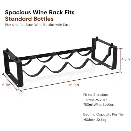 Premium Wine Rack for Countertop – Stackable Freestanding Wine Bottle Organizer for Kitchen, Pantry, Bar Cabinet & Small Spaces – Compact Metal Shelf & Modular Storage Stand (1-Tier) - view 5