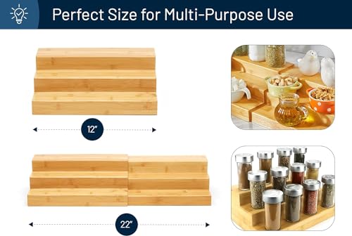 Bamboo Expandable Spice Rack Organizer, 3-Tier Adjustable, Pack of 2 - view 3