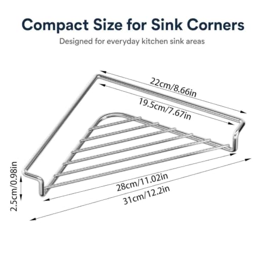Stainless Steel Corner Sink Shelf, Sink Corner Drying Rack Organizer，1PCS - view 2