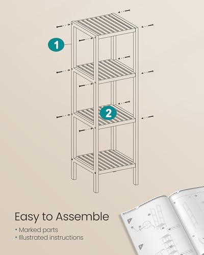 4-Tier Bamboo Shelf, Freestanding Bathroom Storage Rack - view 7