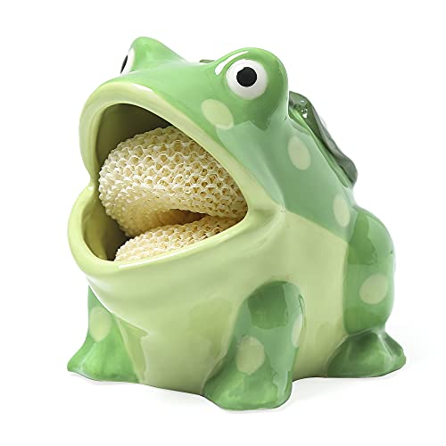 Ceramic Kitchen Scrubby Sponge Holder, Art Frog Collection, Adorable Home & Kitchen Decor - view 6