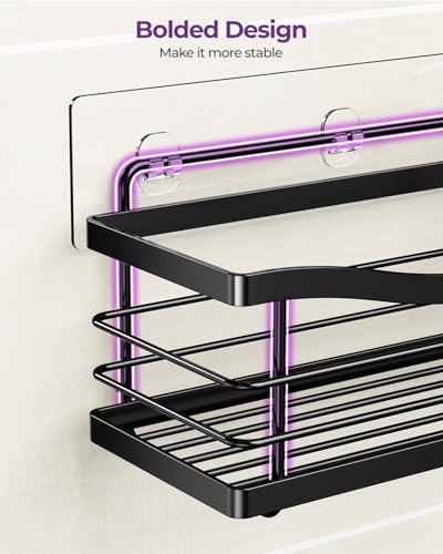 3 Pack Adhesive Shower Caddy,Stainless Steel Shower Shelves,Black - view 5