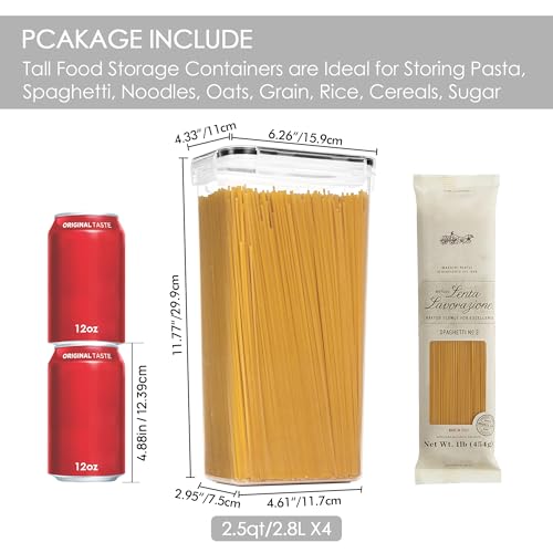 Airtight Food Storage Containers, 4 Pack, 2.8L, Black - view 2