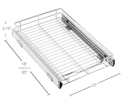 Pull-Out Cabinet Organizer – Single Level Chrome, Small – Steel Sliding Cabinet Organizer Holds Up To 100 lbs. for Optimal Home Organization and Storage - view 3