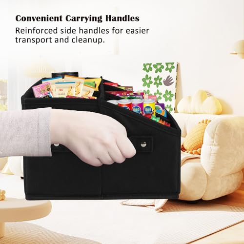 Snack Organizer for Countertop, Fabric Snack Bar Station with Handles, 6 Compartment Container, Black 【Patent Pending】 - view 5