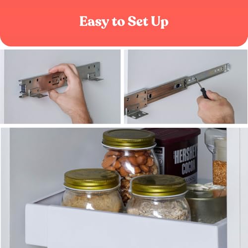 Pull Out Cabinet Organizers 17"Deep, Expandable Slide Out Drawers, Roll Out Shelves, Adjustable Width 12"-17.5" Heavy Duty Slide Pantry Shelves, Sliding Drawer Storage Basket, Under Cabinet Drawer - view 4