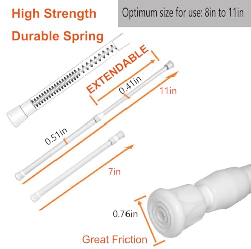 2 Pack Small Tension Rods 7 in to 11 Curtain Rods Window Rods in Extendable Width Spring Cupboard Bars for Kitchen Utensils, Closet, and Cabinet, Fit in The Spaces to Stay Up - view 2