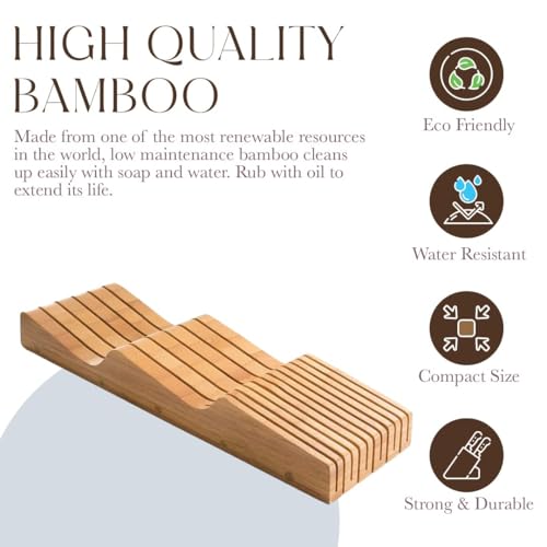 100% Pure Bamboo Knife Drawer Organizer, Knife Block - 16 Slots - view 6