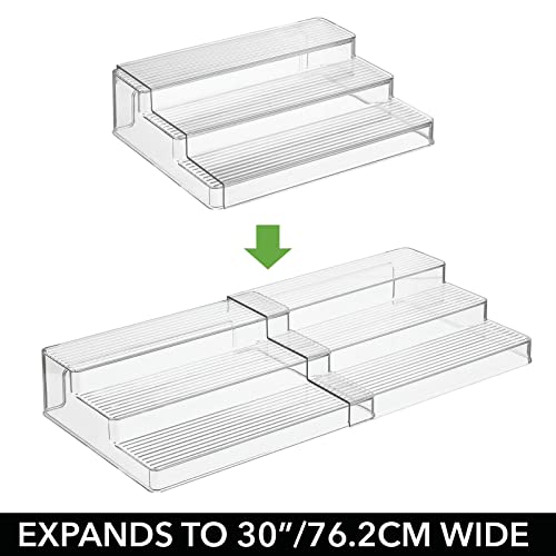 Plastic Spice/Food Kitchen Expandable Cabinet Shelf Organizer, 3 Tier Storage, Compact Caddy Rack for Cupboards, Refrigerator Holds Spices/Herb Bottles - Lumiere Collection - 2 Pack - Clear - view 3