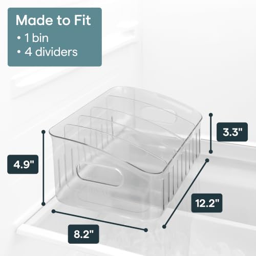FreezeUp Freezer Bin 12", BPA-Free Fridge Organizer with Adjustable Dividers and Handle for Frozen Food and Leftovers - view 3