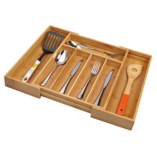 Bamboo Cutlery Silverware Tray, Small Utensils Drawer Organizer - view 2