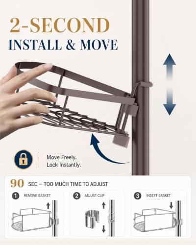Rustproof Corner Shower Caddy Tension Pole for Bathroom Organizers - view 2