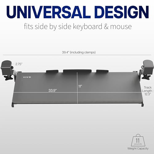 Black Extra Large Clamp-on 34 x 11 in Keyboard Tray, MOUNT-KB15EB - view 3