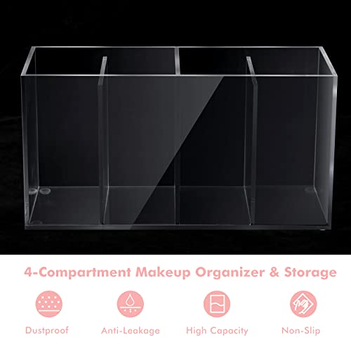 1 Pack 4 Compartment Acrylic Makeup Organizer with Lid Lash Cart Organizer - view 3